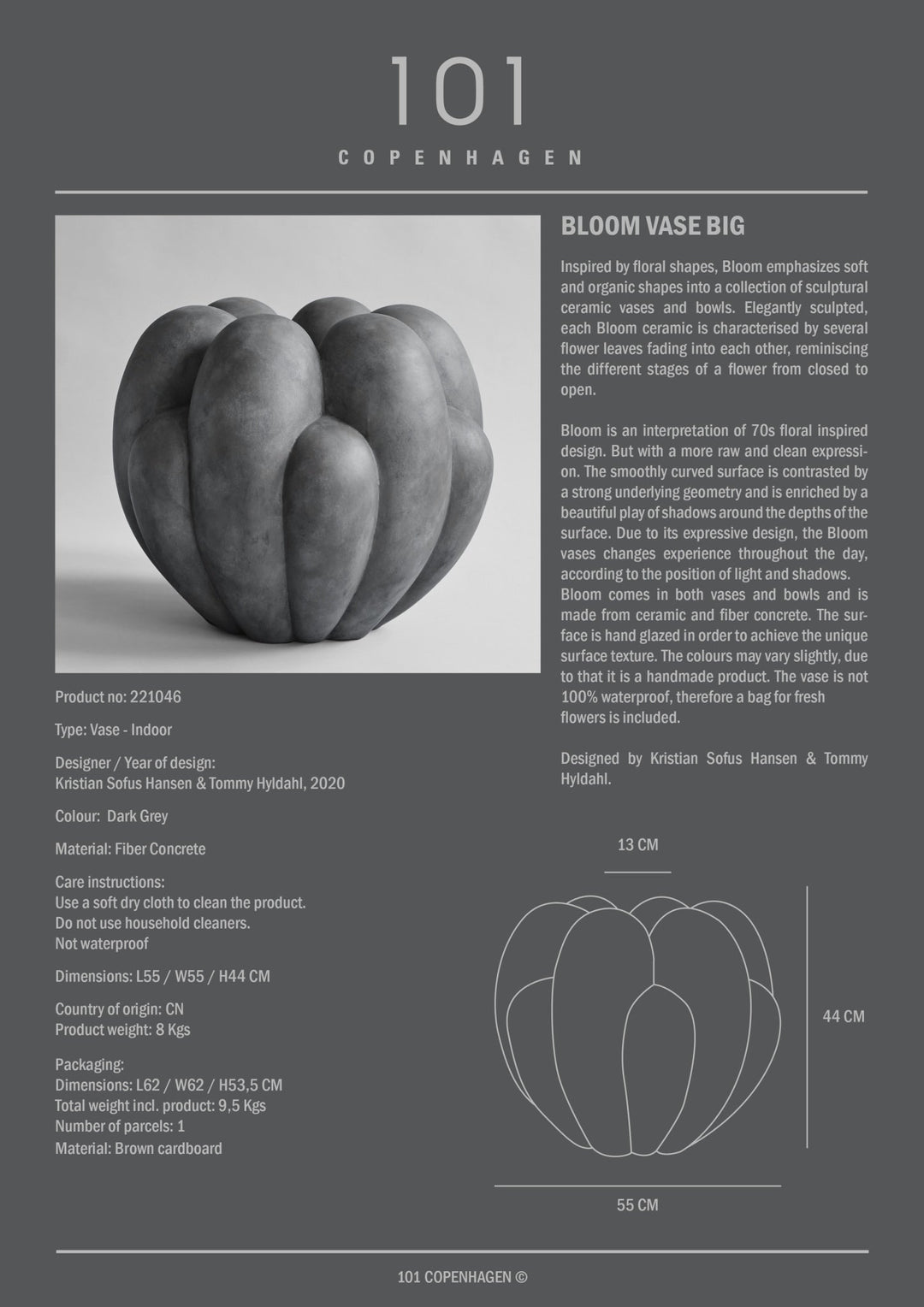 101 Copenhagen Bloom Vase - GREY - $295.00 - $795.00