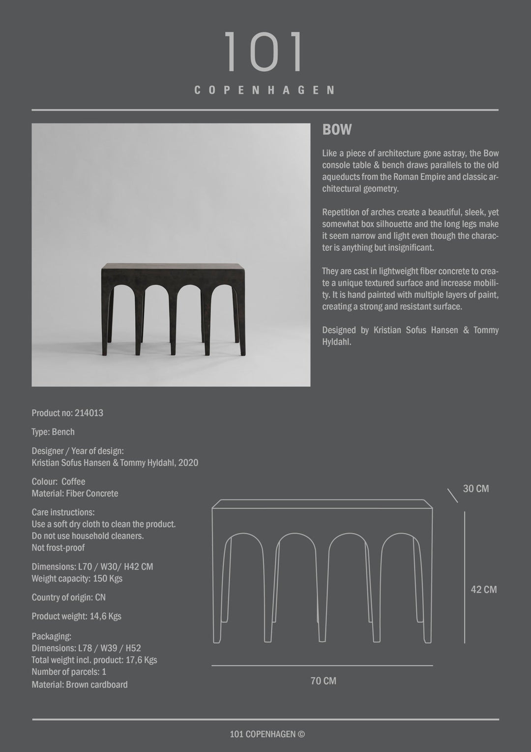 101 COPENHAGEN I BOW BENCH I $795.00
