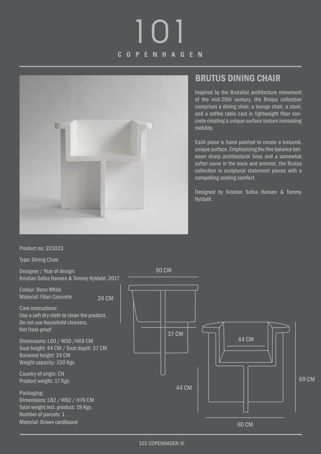 101 COPENHAGEN I BRUTUS DINING CHAIR I $1,175.00