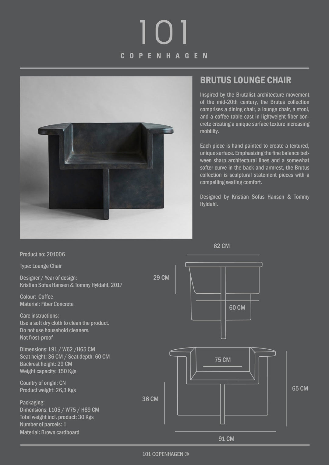 BRUTUS LOUNGE CHAIR I $1,595.00