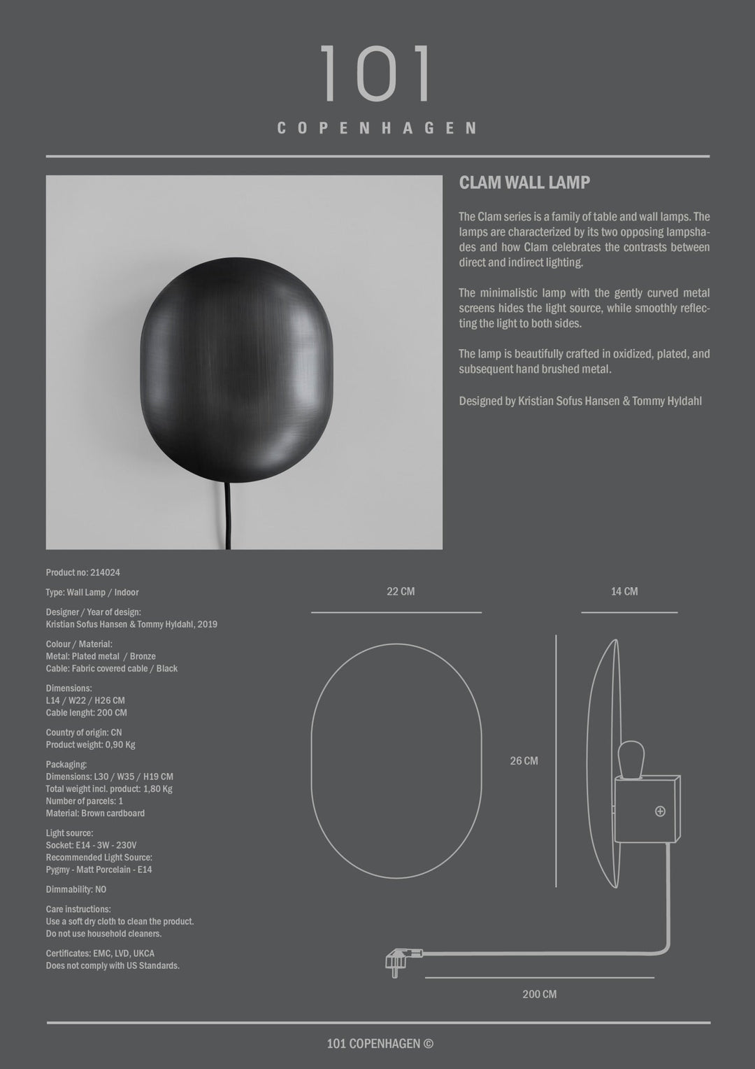 CLAM WALL LAMP I $295.00