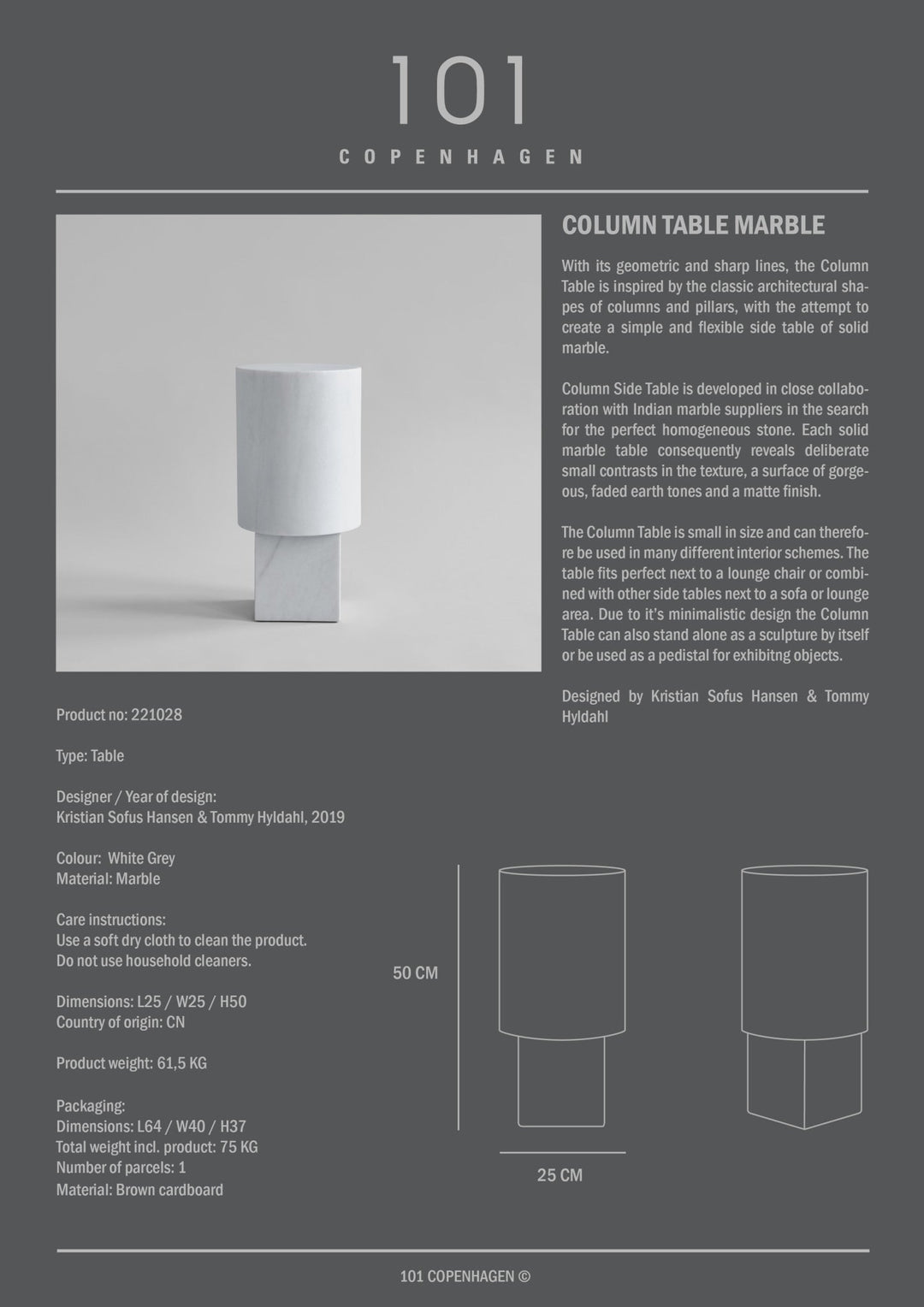 101 COPENHAGEN I COLUMN TABLE I $1,175.00