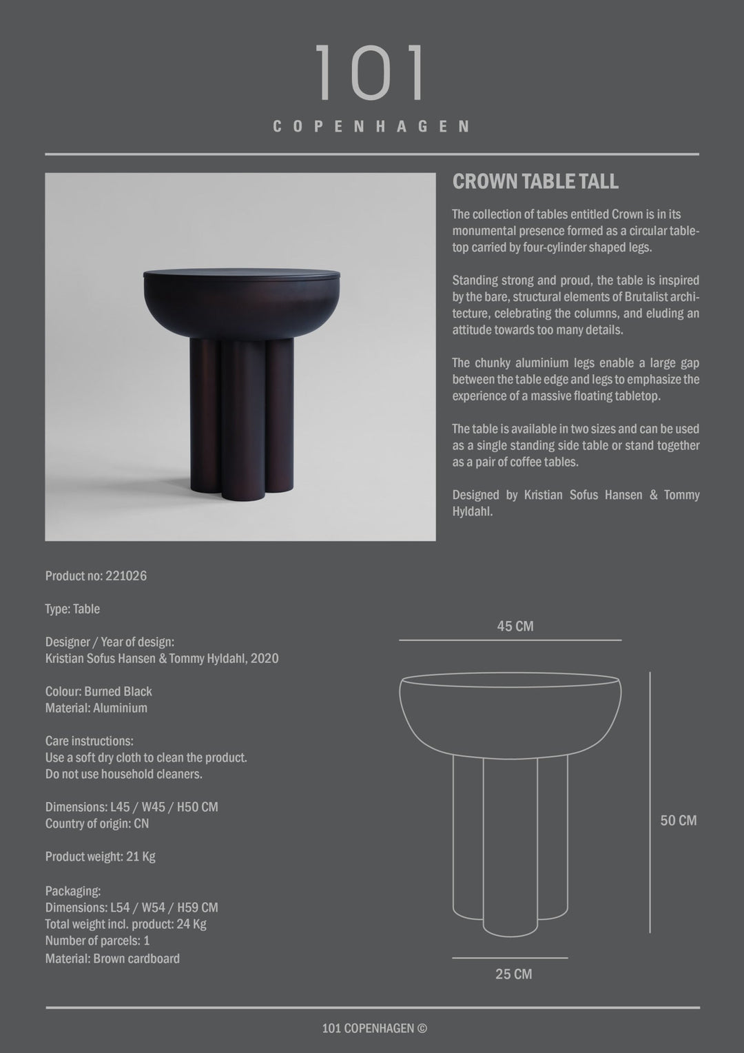 101 COPENHAGEN I CROWN TABLE, TALL I $795.00 - $1,175.00