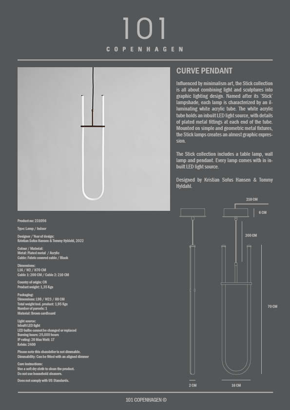 101 COPENHAGEN I CURVE PENDANT I $495.00
