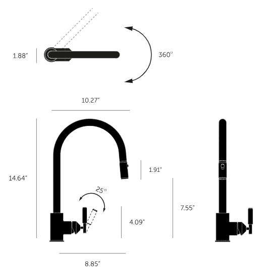 BUSTER AND PUNCH | DUAL-SPRAY PULL-OUT MIXER / LINEAR - $995.00 - $1,133.00