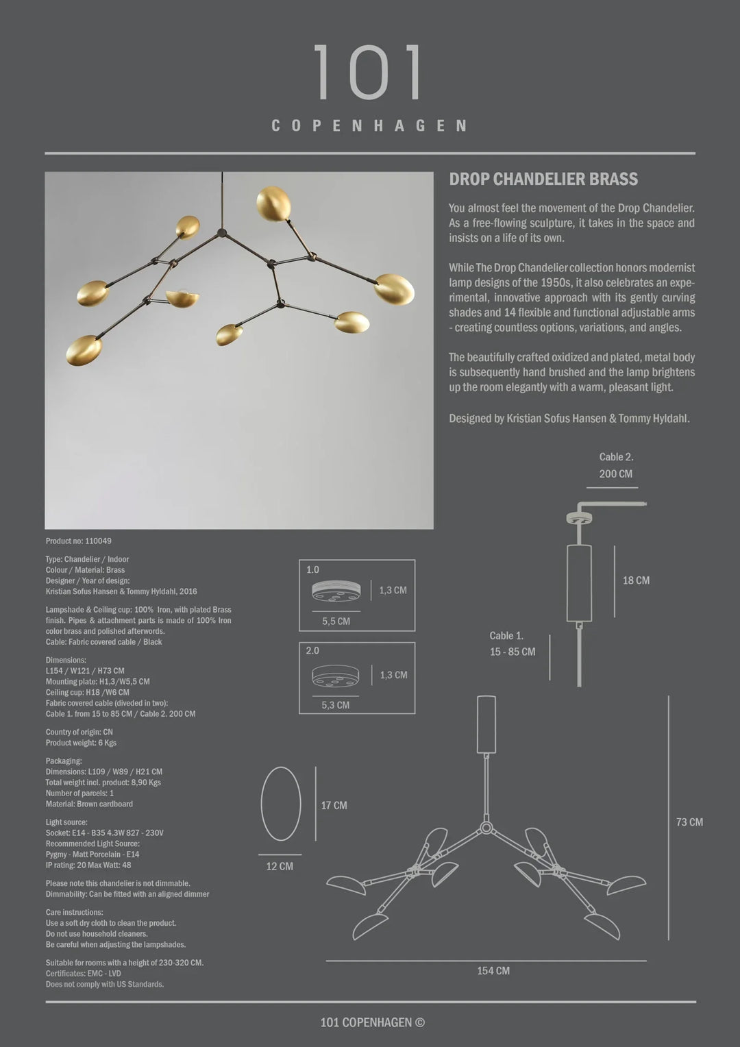 101 COPENAHGEN I DROP CHANDELIER I $1,695.00