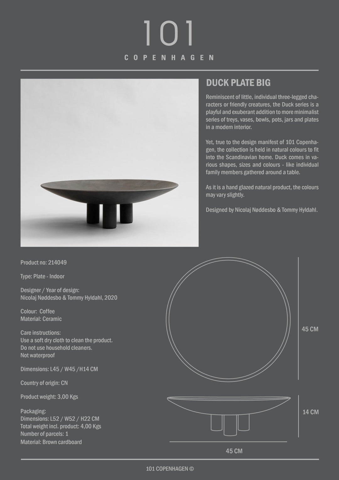 101 COPENHAGEN I DUCK PLATE, BIG I $295.00