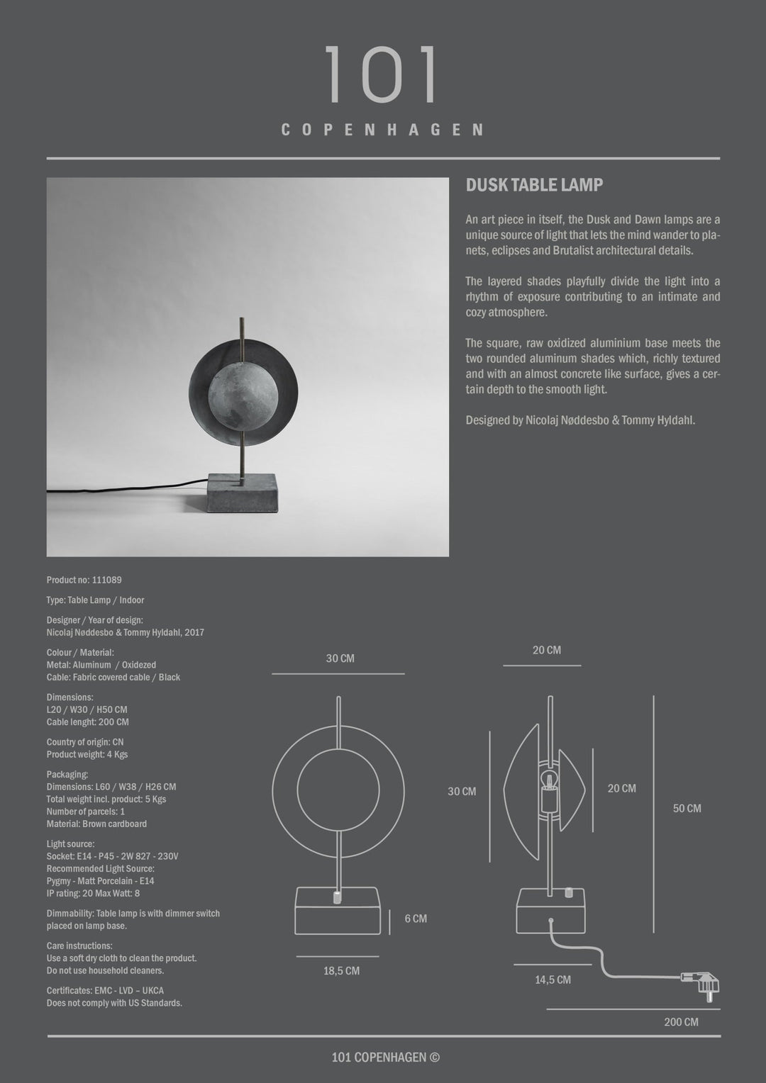 101 COPENHAGEN I DUSK TABLE LAMP I $575.00