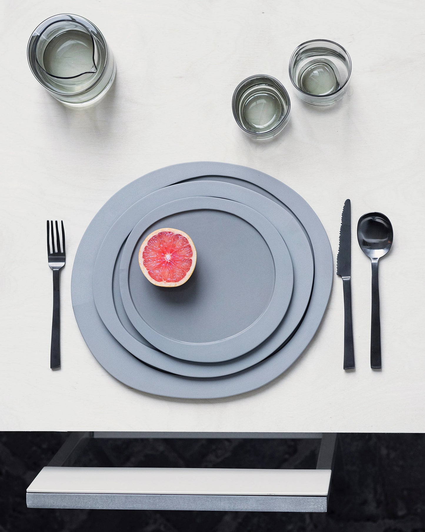 Valerie Objects Inner circle Medium Plate, light grey by Maarten Baas - $63.00