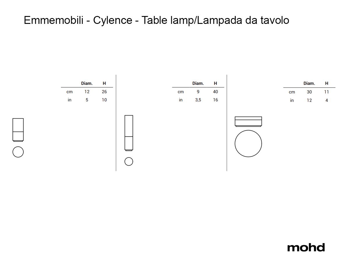 EMMEMOBILI CYLENCE Table Lamps - $4,708-$5,896