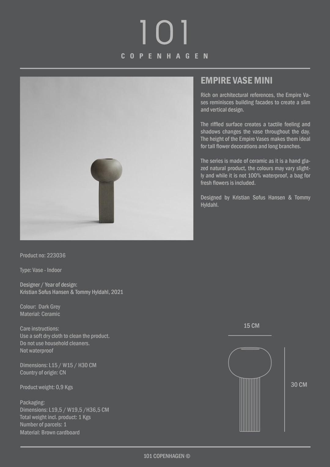 101 Copenhagen Empire Vase, Mini - $110.00