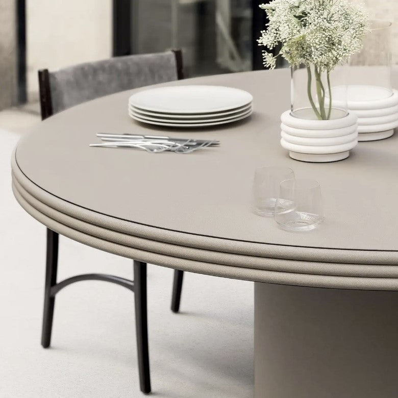 GIOBAGNARA - ROUND LEATHER DINING TABLE $8,841.00