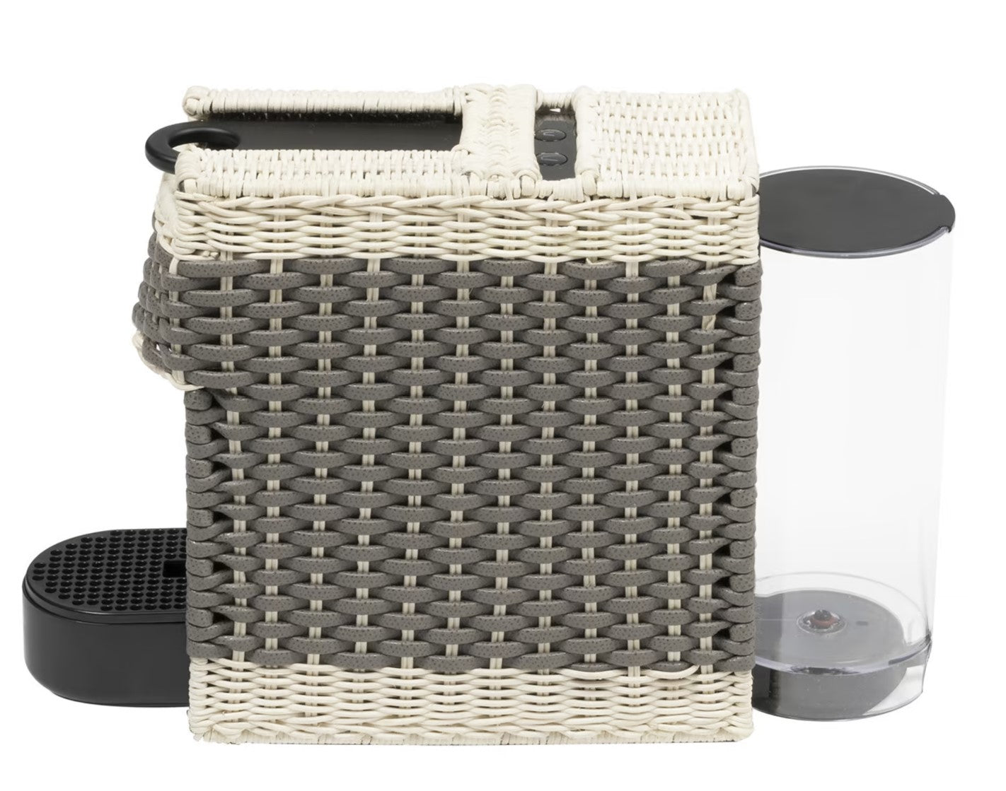 GIOBAGNARA | ESSENZA BROWN LEATHER & RATTAN COFFEE MACHINE WITH COVER | $1,240.00