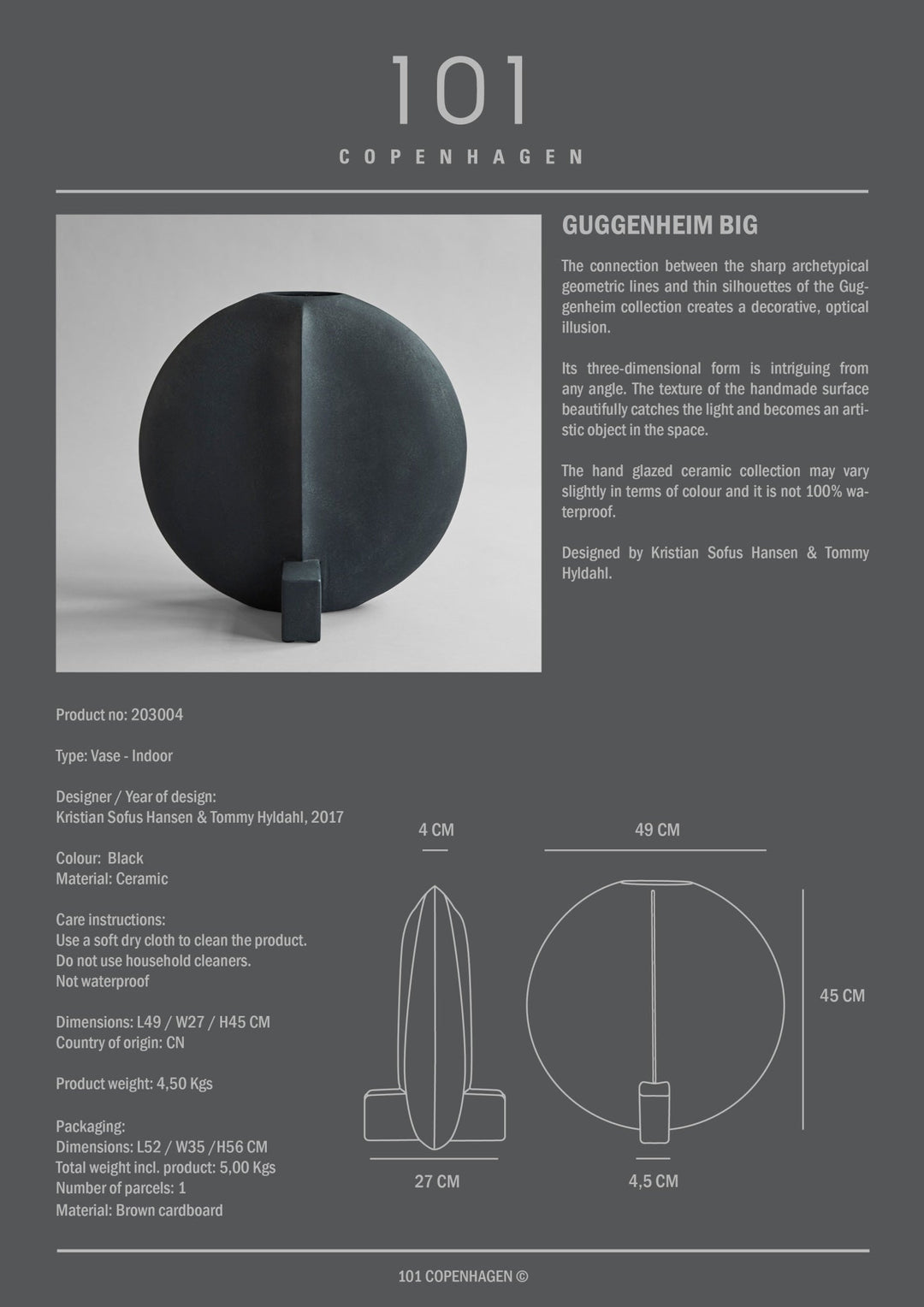 101 COPENHAGEN I GUGGENHEIM VASE, BIG I $350.00