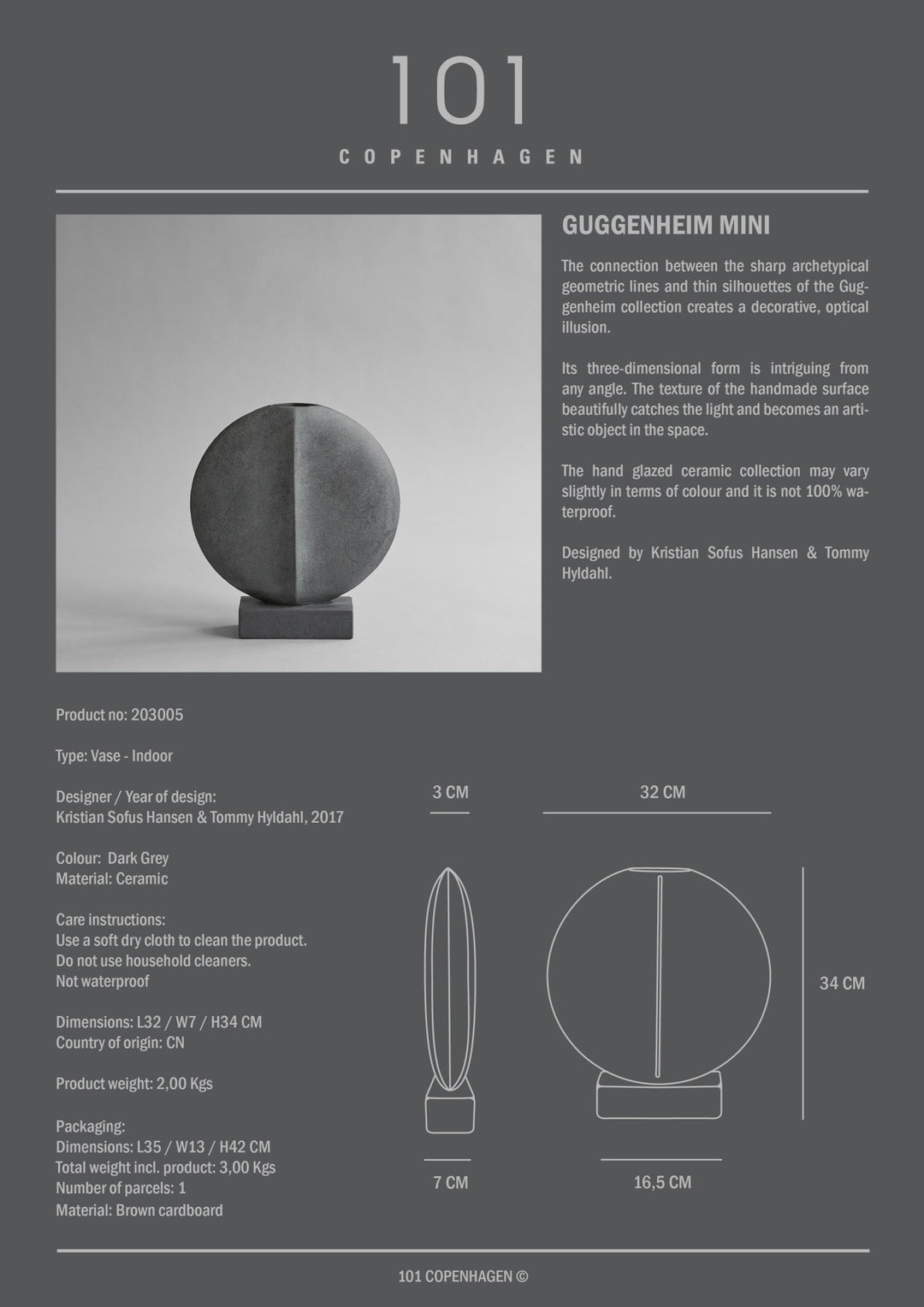 101 Copenhagen Guggenheim Vase, Mini - $125.00