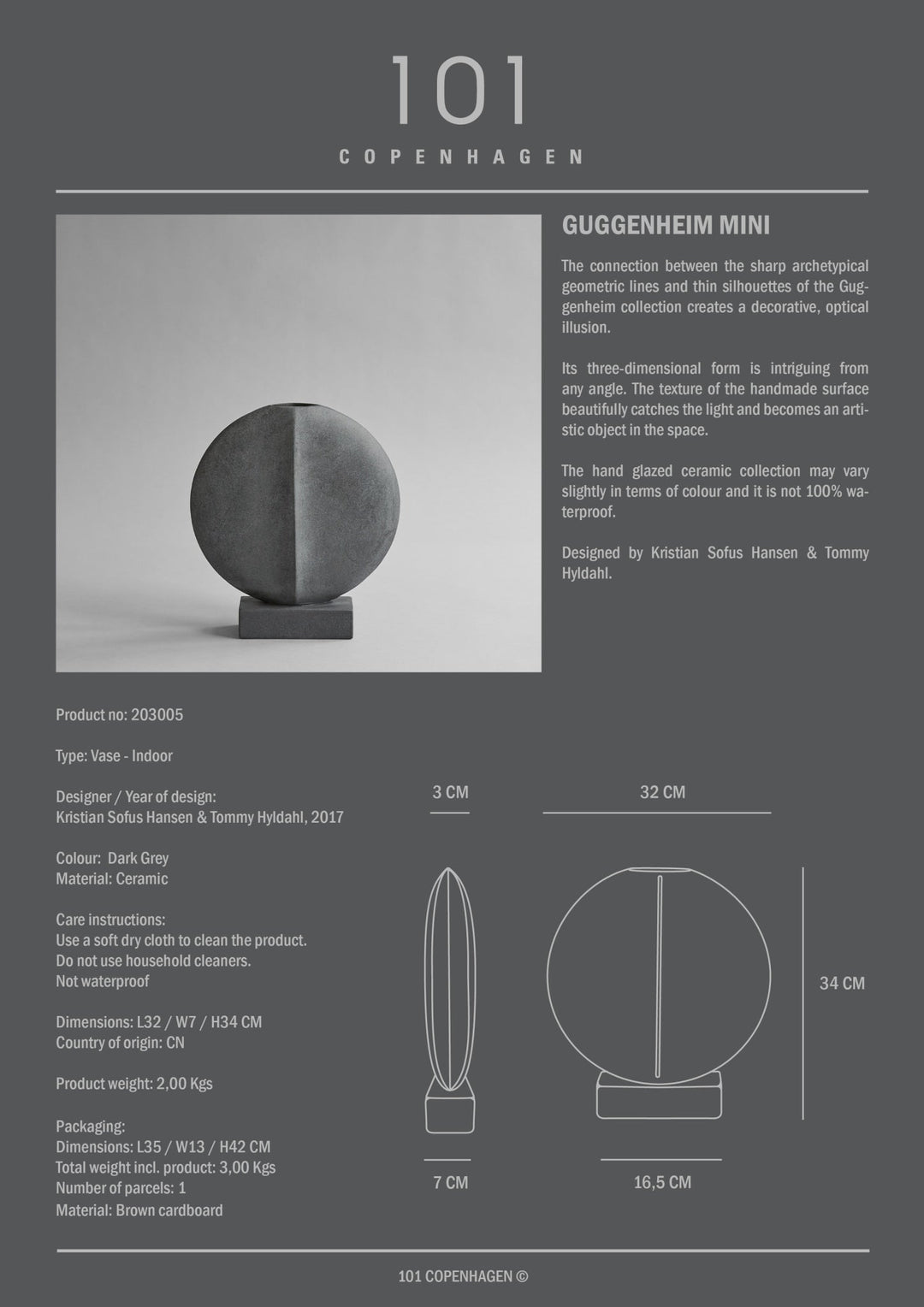 101 COPENHAGEN I GUGGENHEIM VASE, MINI I $125.00