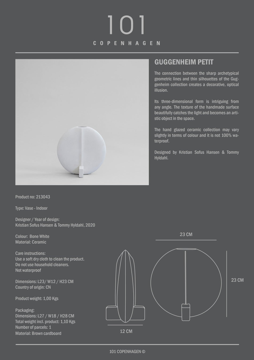 101 Copenhagen Guggenheim Vase, Petit - $110.00