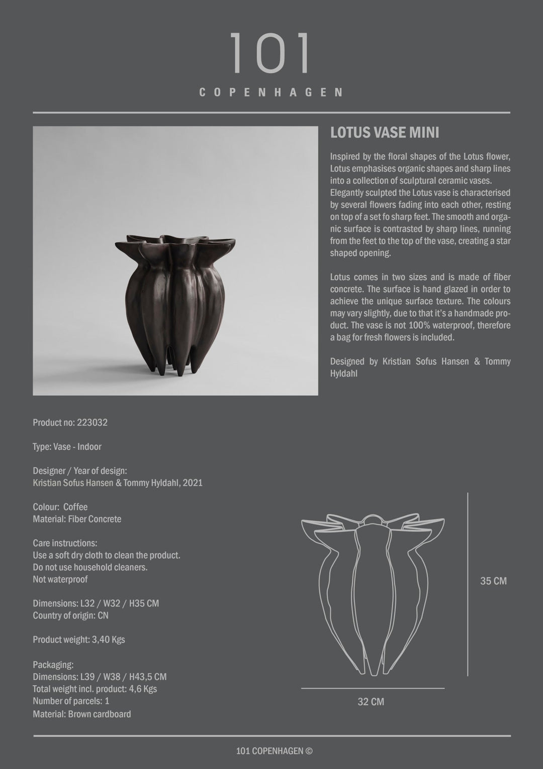 101 COPENAHGEN I LOTUS VASE, BIG I $995.00
