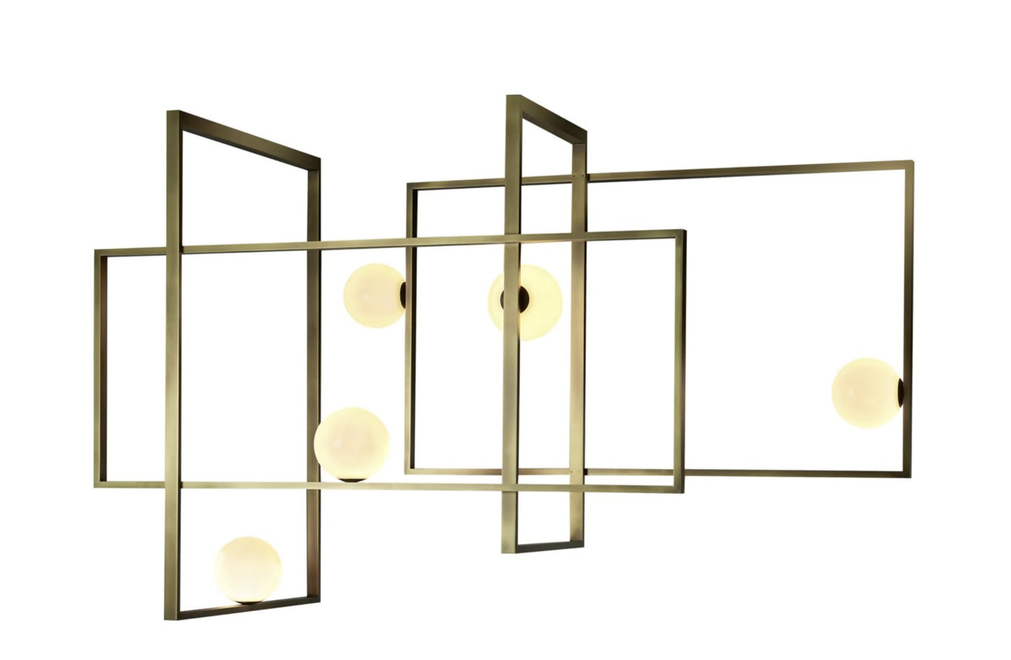 BURNISHED NATURAL BRASS MONDRIAN CHANDELIER - $12,865.00