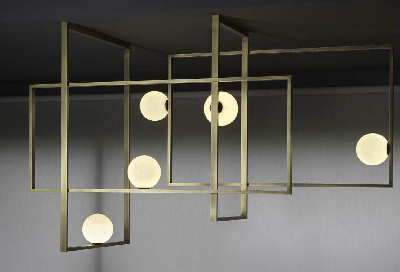 BURNISHED NATURAL BRASS MONDRIAN CHANDELIER - $12,865.00