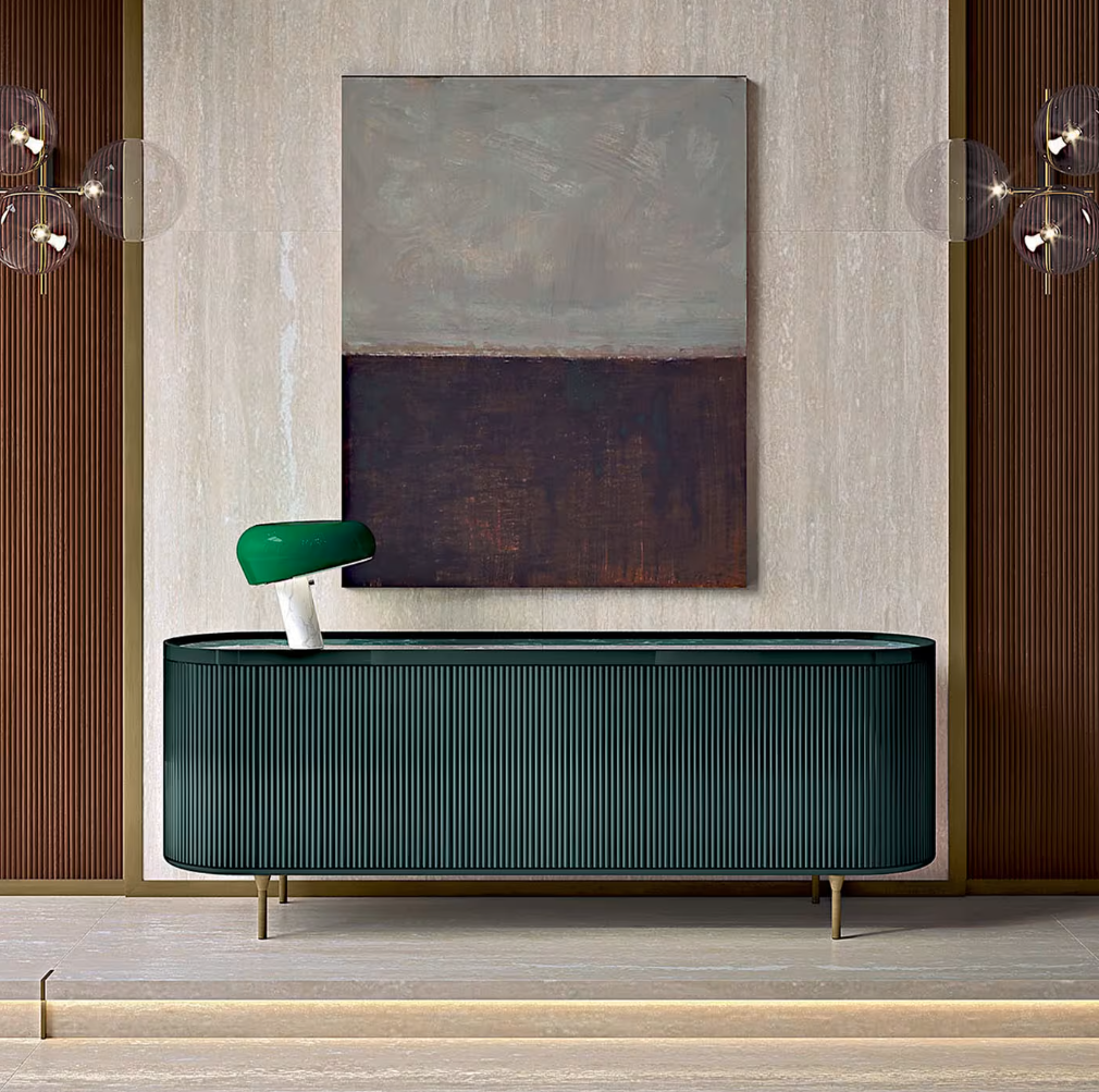 BAMAX | Opale 3 Door Channeled Green Sideboard - $14,355.00