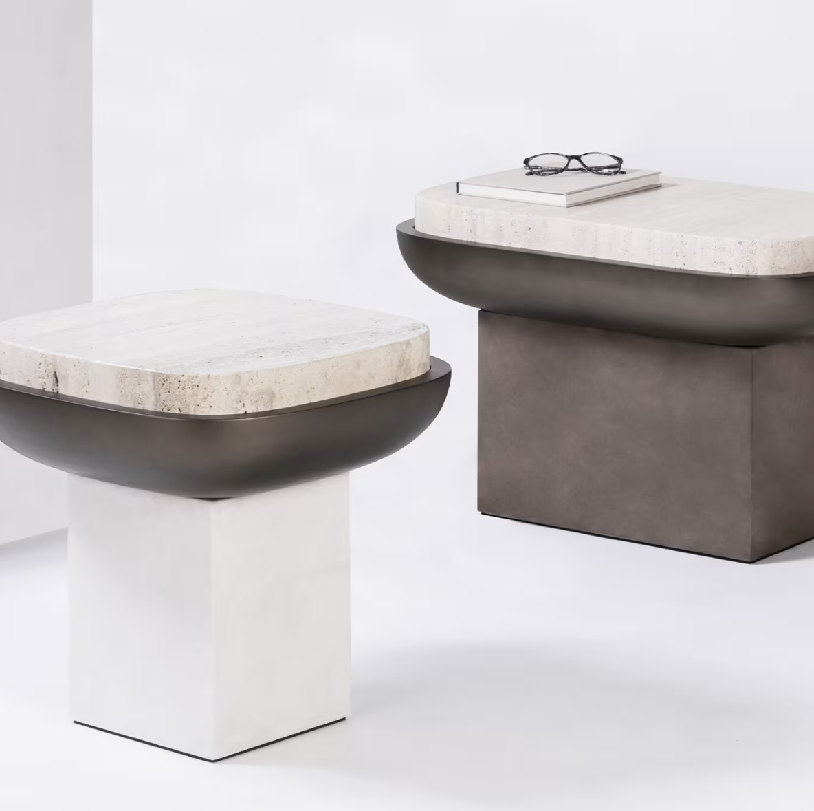 OLYMPIA TRAVERTINE SQUARE SIDE TABLE BY GIOBAGNARA $4,315.00