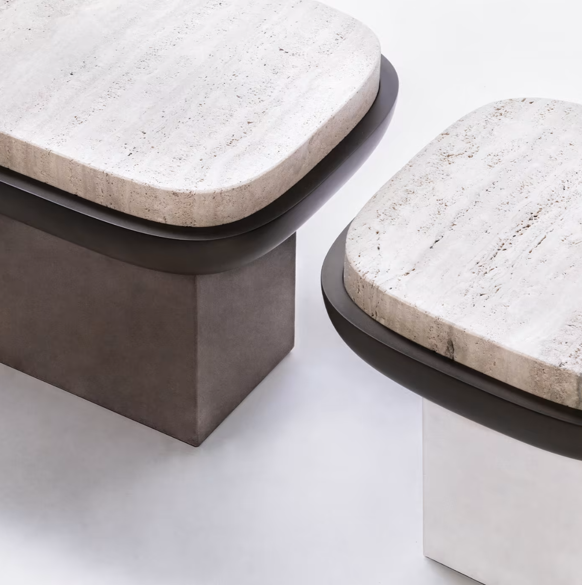 GIOBAGNARA | OLYMPIA TRAVERTINE SQUARE SIDE TABLE BY GIOBAGNARA | $4,315.00