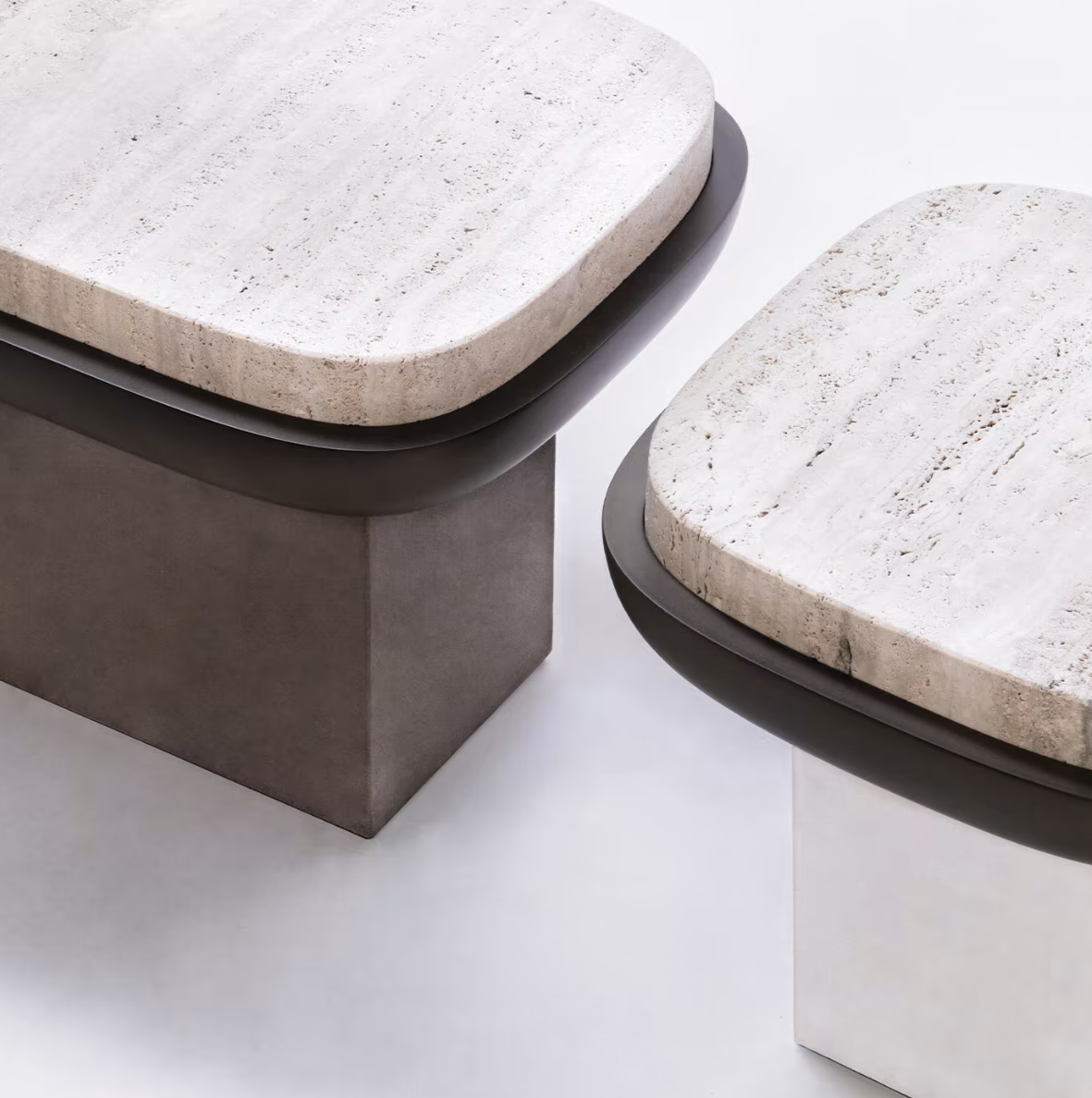 OLYMPIA TRAVERTINE SQUARE SIDE TABLE BY GIOBAGNARA $4,315.00