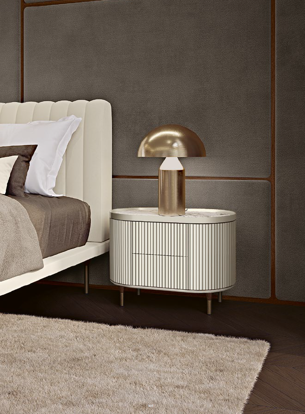 BAMAX | 108.446 OPALE CHANNELED WHITE NIGHTSTAND - $4,347.75