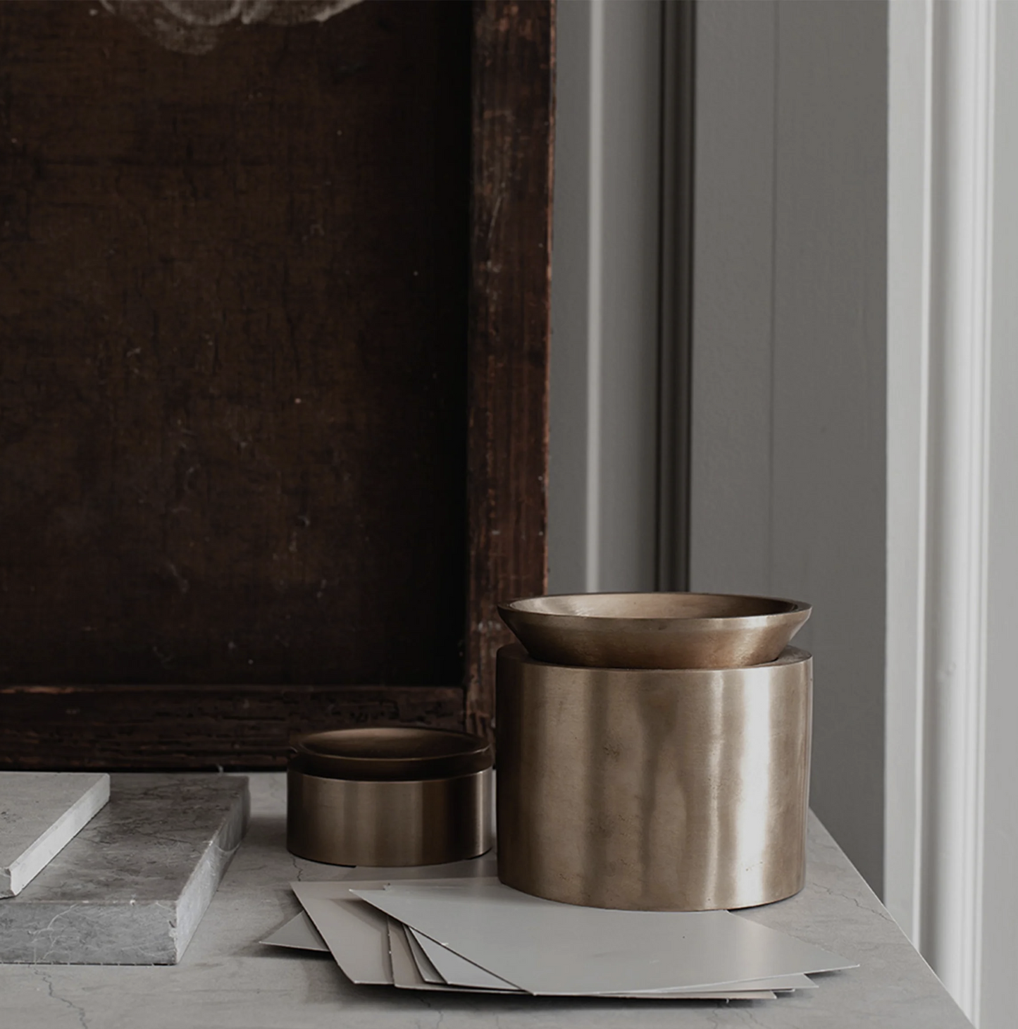 PIETRA CASA - EDO CANISTER MEDIUM - SATIN BRASS - $1068.90