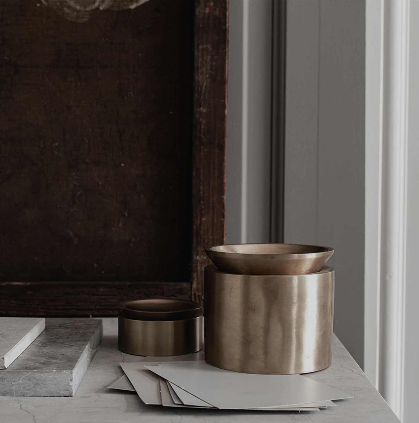 BRANDT COLLECTIVE - EDO CANISTER MEDIUM - SATIN BRASS - $728.00