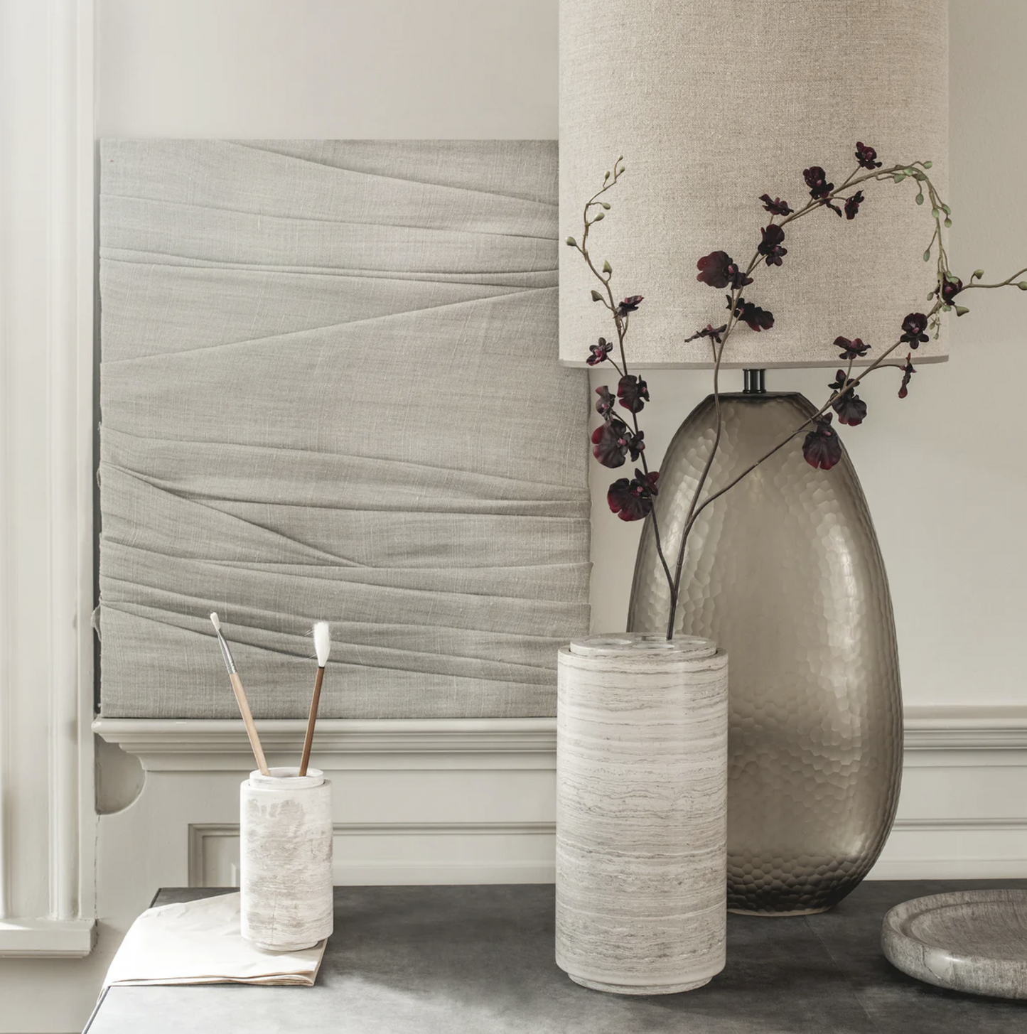 PIETRA CASA - STEM VASE LARGE - CHALK GREY - $1,336.16