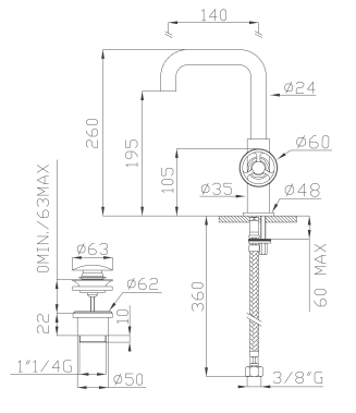 EFFEPI RUBINETTERIE | OT58 Deck mounted Faucet - $1,127.00 - $1,447.00