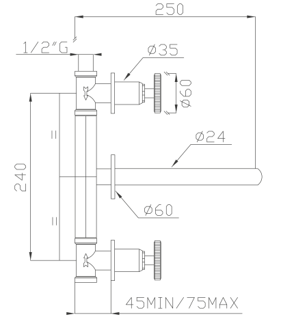 EFFEPI RUBINETTERIE | OT58 Wall Mounted Faucet - $1,800.00 - $2,355.00