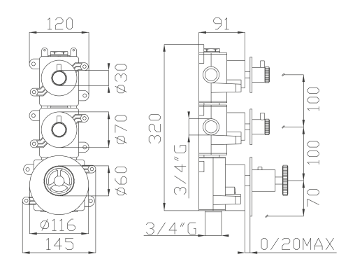 EFFEPI RUBINETTERIE | OT58 Shower Mixer - $3,254.00 - $4,255.00