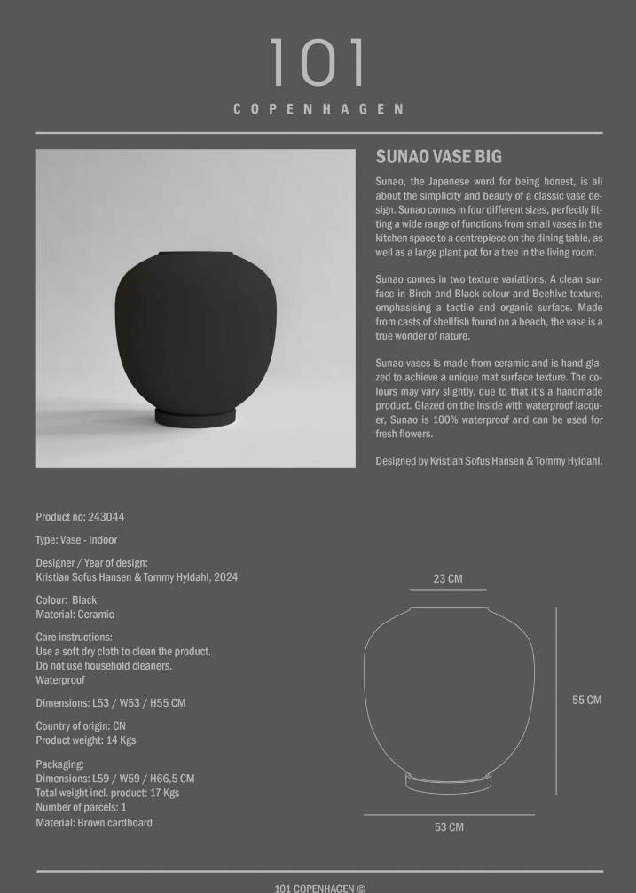 101 COPENHAGEN I SUNAO VASE, BLACK I $185.00 - $845.00