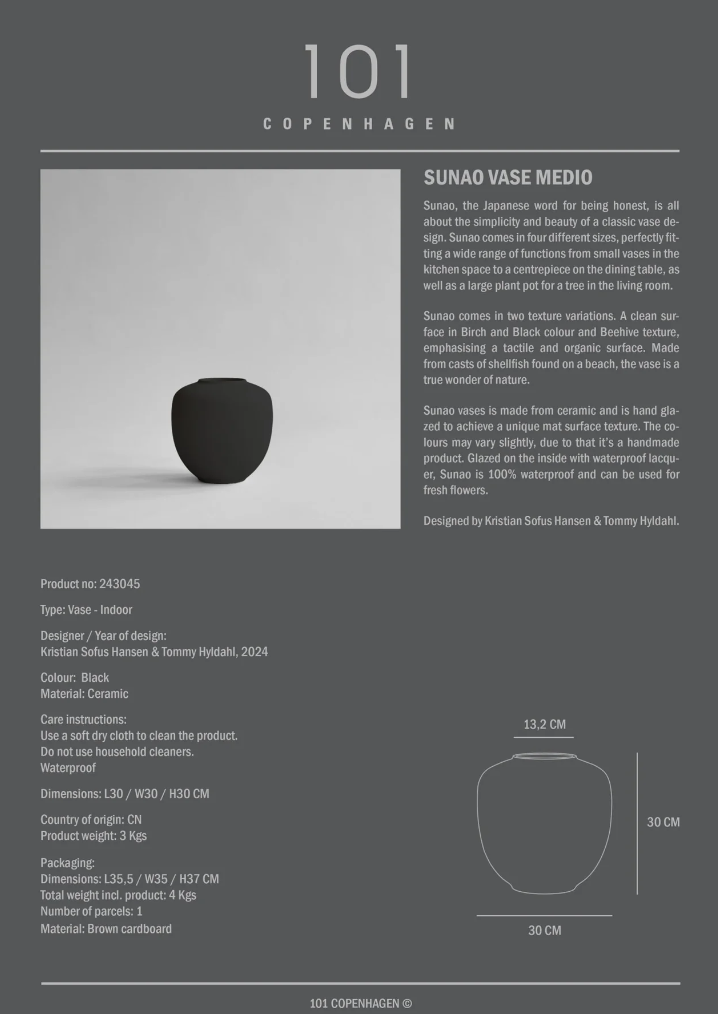 101 COPENHAGEN I SUNAO VASE, BLACK I $185.00 - $845.00