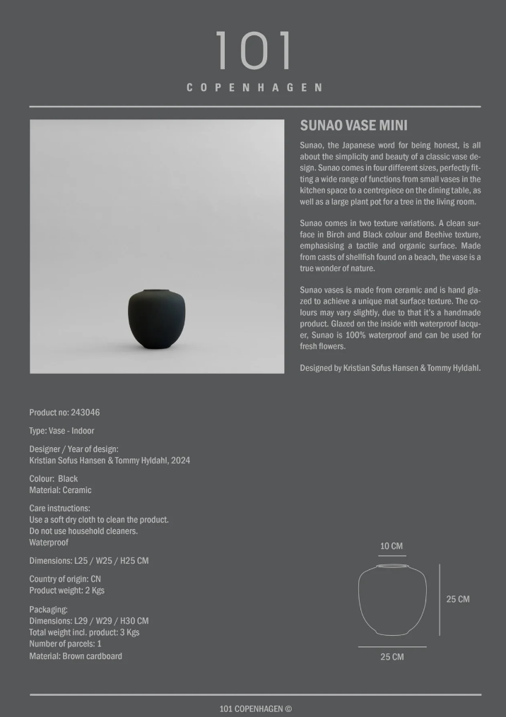 101 COPENHAGEN I SUNAO VASE, BLACK I $185.00 - $845.00