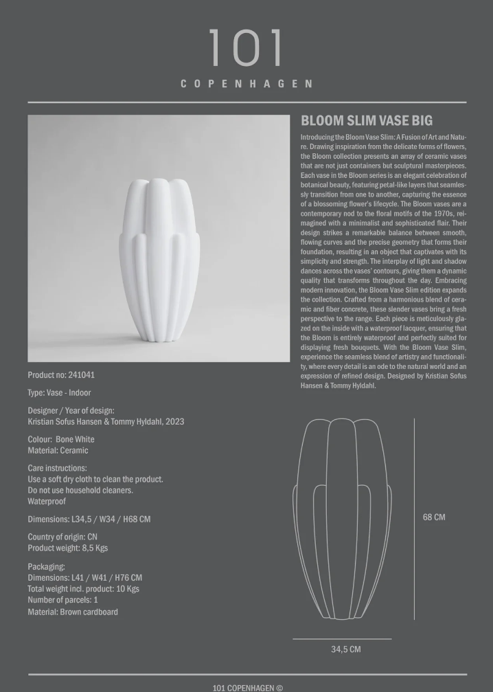 BLOOM SLIM VASE I $695.00
