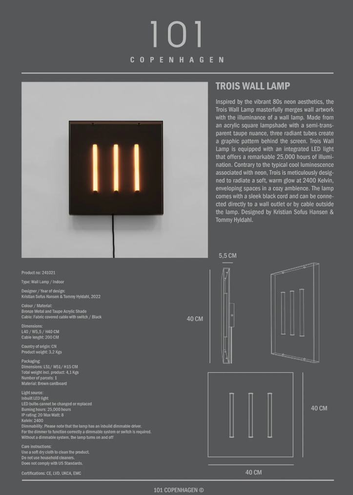 TROIS WALL LAMP I $495.00