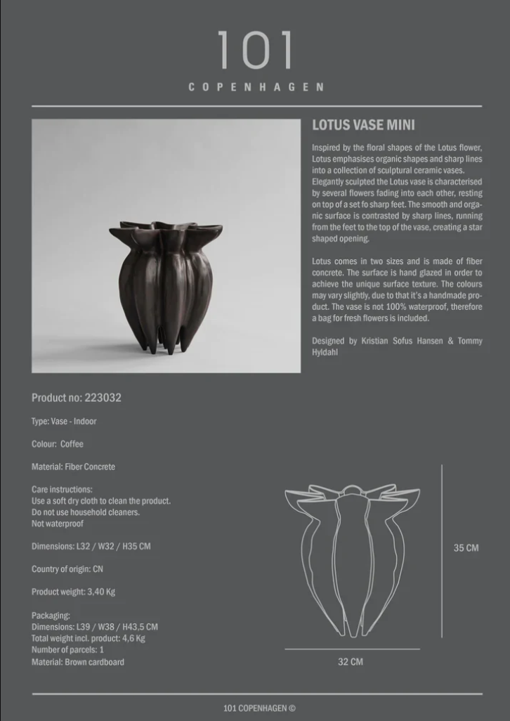 101 COPENAHGEN I LOTUS VASE I $325.00 - $995.00