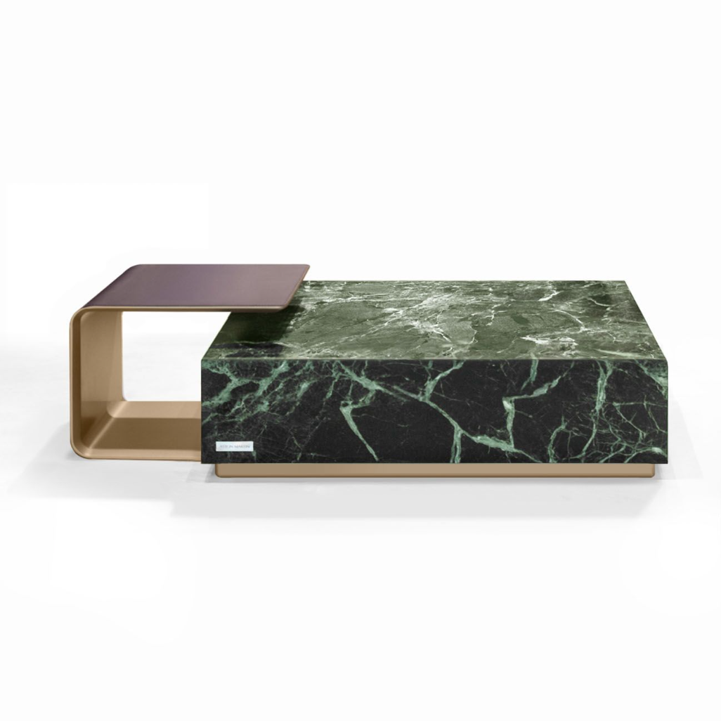 ASTON MARBLE HOME | V292 MARBLE COFFEE TABLE WITH LEATHER COMP. | $11,998.00 - $13,869.00