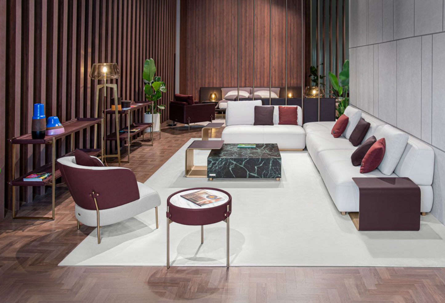 ASTON MARBLE HOME | V292 MARBLE COFFEE TABLE WITH LEATHER COMP. | $11,998.00 - $13,869.00
