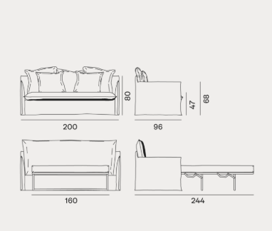 GERVASONI | GHOST 15 BED SOFA $9,932.00