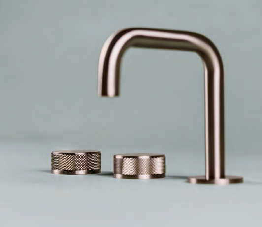 PIETRA CASA | Three-Hole Basin Mixer, Central Square Spout, Cross Knurling Handle | $1,822.00 - $2,589.00