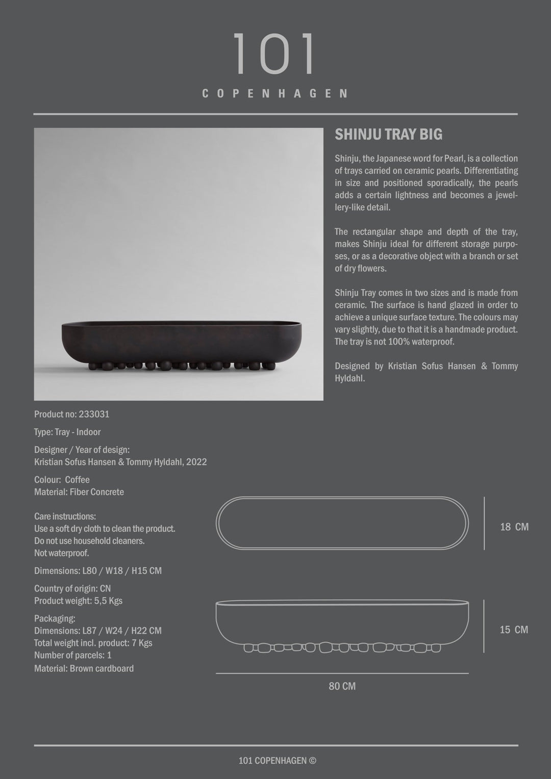 101 COPENHAGEN I SHINJU TRAY, COFFEE I $160.00 - $495.00