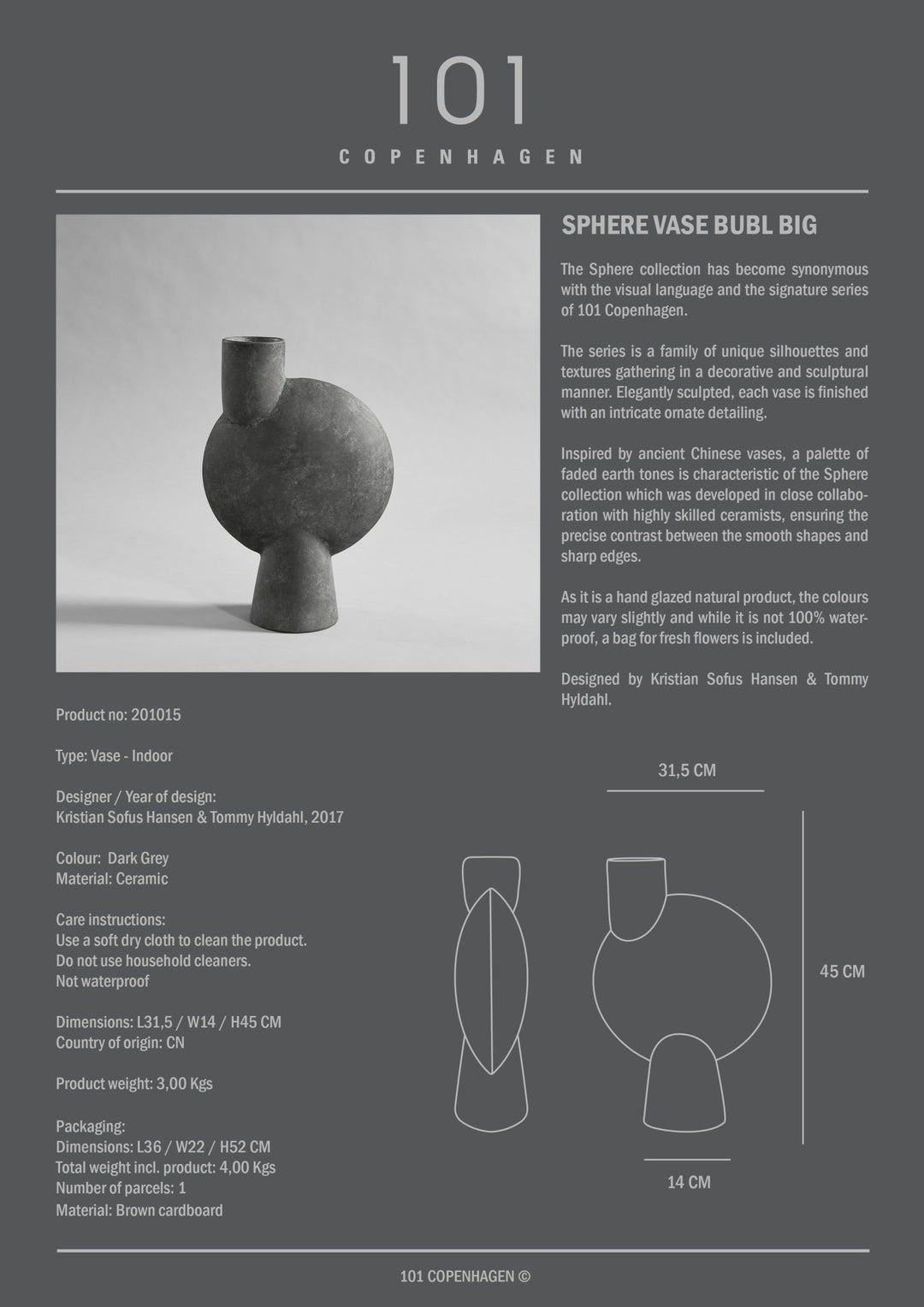 SPHERE VASE BUBL, BIG I $195.00