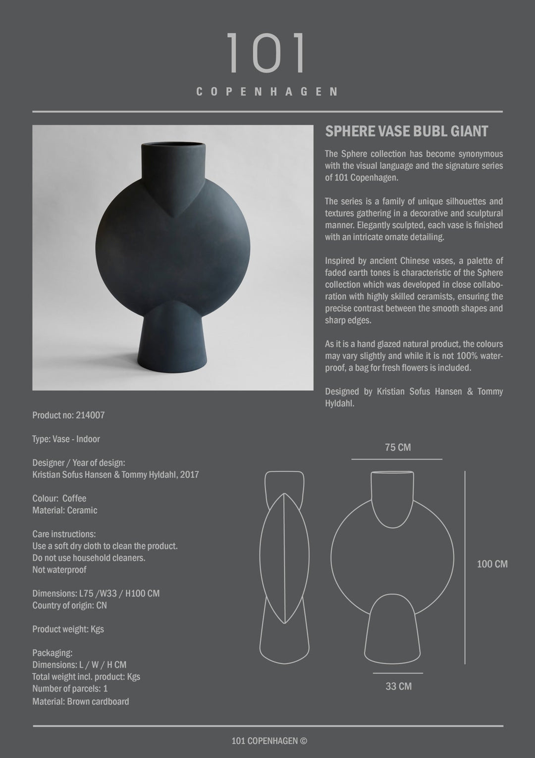 101 COPENHAGEN I SPHERE VASE BULB, GIANT I $1,495.00