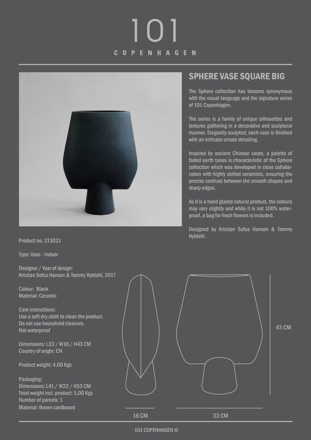 101 COPENHAGEN I SPHERE VASE SQAURE, BIG I - $250