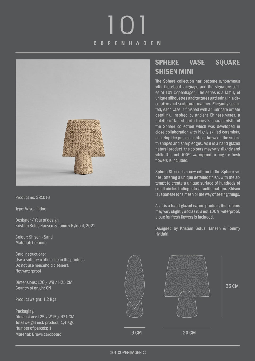101 COPENHAGEM I SPHERE VASE SQUARE, SHISEN I $95.00 - $250.00